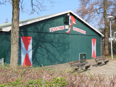 912615 Gezicht op de zijgevel van het clubgebouw van Scouting Hoograven (Verlengde Hoogravenseweg 225) te Utrecht. N.B. ...